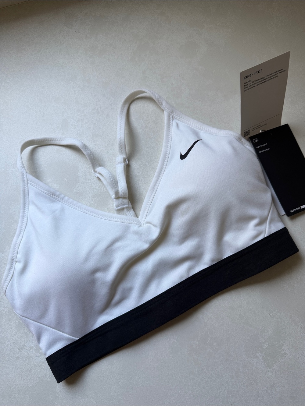 NWT Nike White & Black Low-Impact Dri-FIT Sports Bra